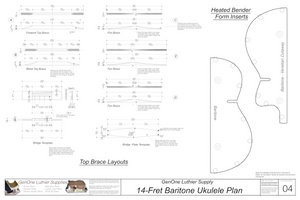 Baratone 14 Ukulele Plans Top Brace Layouts