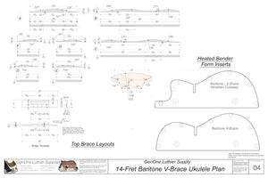 Baratone 14 V-Brace Ukulele, Top Braces, Form Inserts