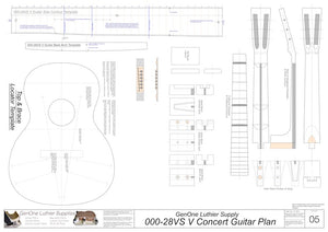 000-28vs V-Brace Guitar Plans, Template Sheet
