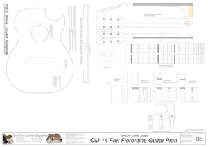 OM 14-Fret Florentine Guitar Plans Template Sheet