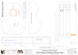 1937 Hermann Hauser Guitar Plans Template Sheet