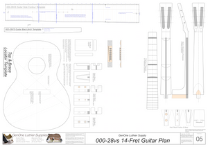 000-28vs 14 Fret Guitar Plans Guitar Plans Template Sheet