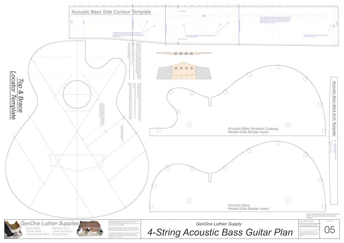 4-String Acoustic Bass Guitar Plans template sheet