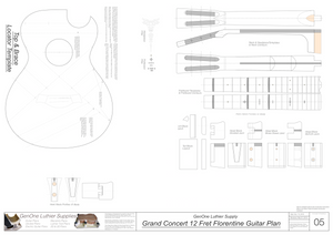 Grand Concert 12 Fret Florentine Guitar Plans Template Sheet