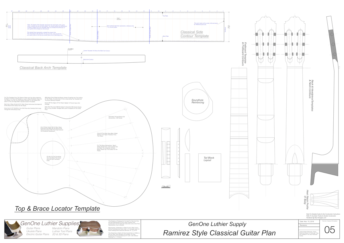 Classical Guitar Plans - Ramirez Bracing 650mm Form Package