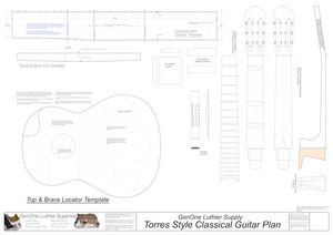 Classical Guitar Plans - Torres Bracing Template Sheet