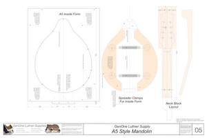 A5 Mandolin Inside Form, Spreaders, Neck Layout Template
