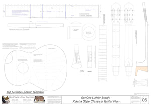 Classical Guitar Plans - Kasha Bracing Template Sheet