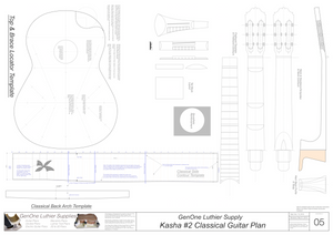 Classical Guitar Plans - Kasha 2 Bracing Template Sheet