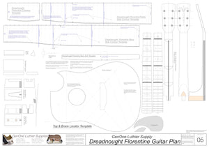 Dreadnought Florentine Guitar Plans Template Sheet