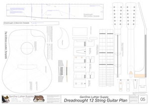 Dreadnought 12-String Guitar Plans Guitar Plans Template Sheet