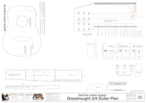 Dreadnought 3/4 Guitar Plans Template Sheet