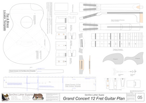 Grand Concert 12-Fret Guitar Plans Template Sheet