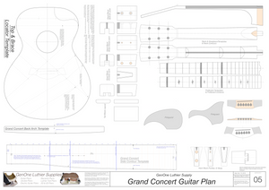 Grand Concert Guitar Plans Template Sheet