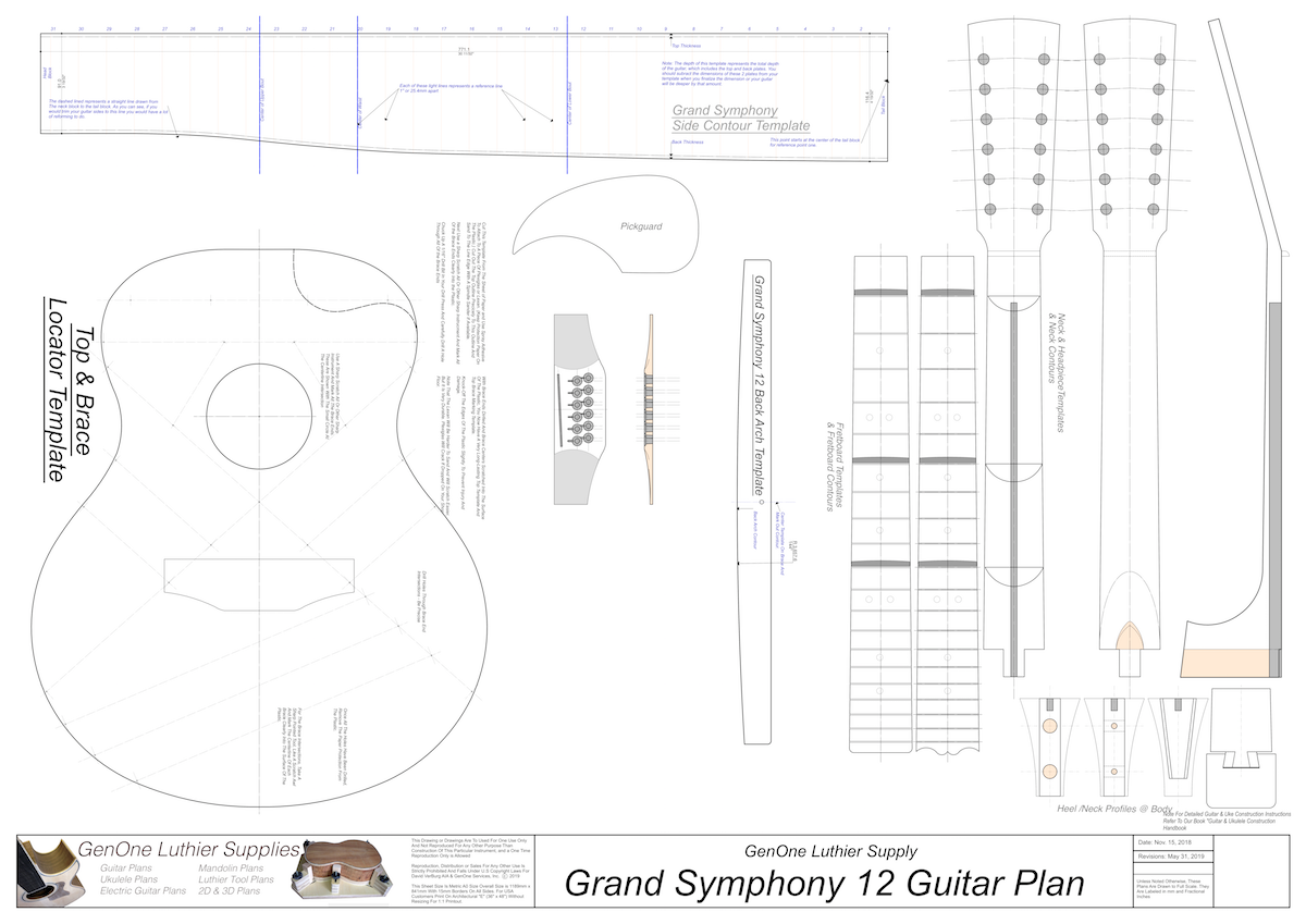 Grand Symphony 12-String Guitar Plan Template Sheet