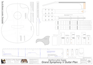 Grand Symphony V-Brace Guitar Plans Guitar Plans Template Sheet