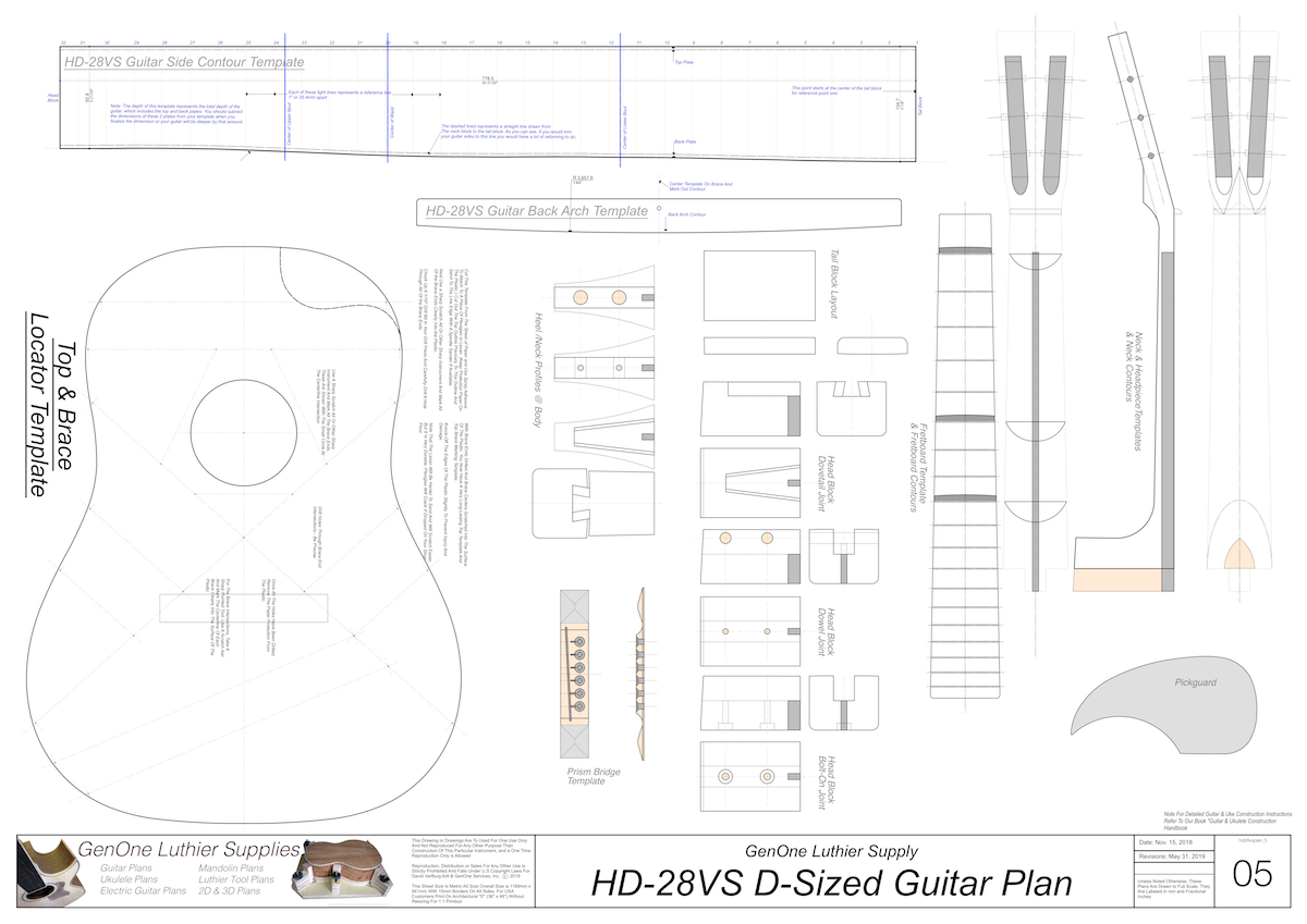 HD-28VS 12-Fret Guitar Plans Guitar Plans Template Sheet