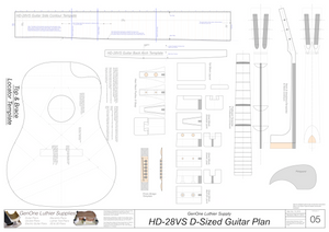 HD-28VS 12-Fret Guitar Plans Guitar Plans Template Sheet