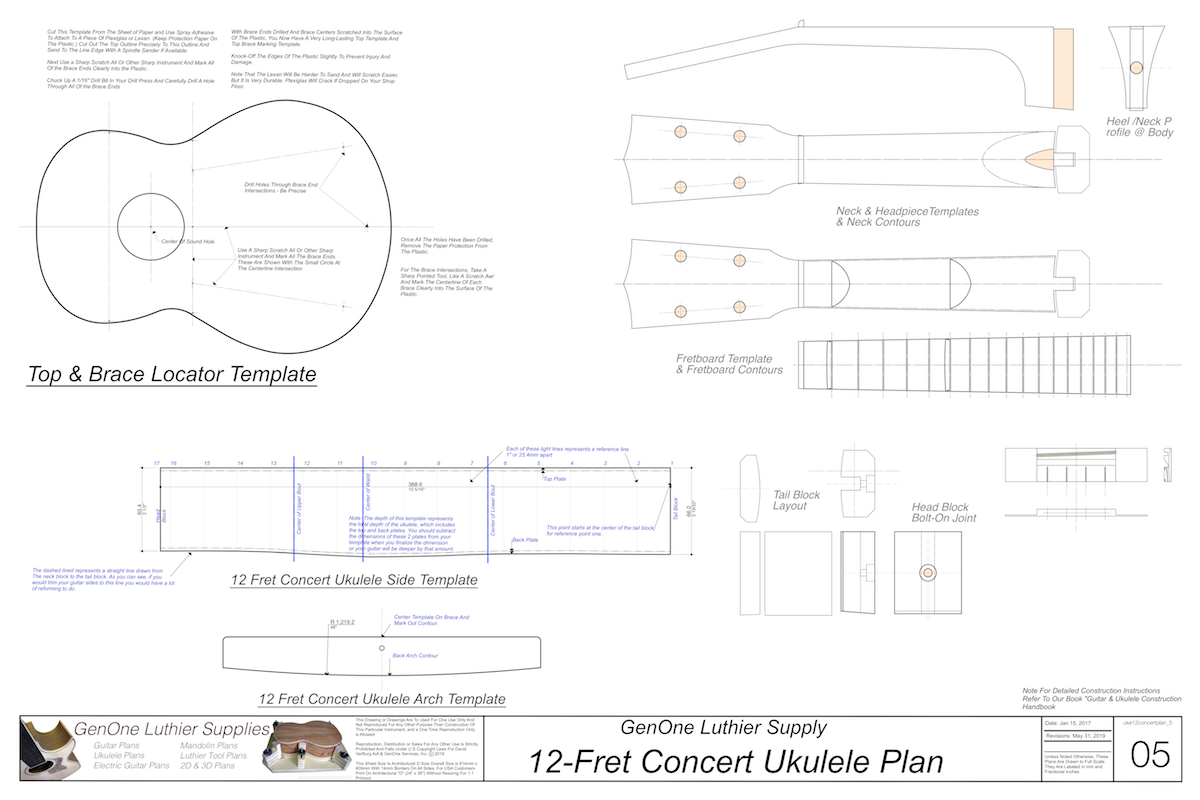 tildeling Beroligende middel fjende Concert 12 Ukulele Plans - GenOne Luthier Services