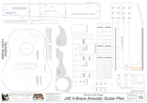 J45 V-Brace Guitar, Template Sheet