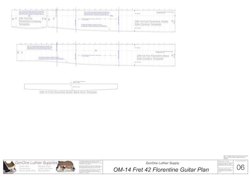 OM 12-Fret 42 Florentine Guitar Plan, Template Sheet #2
