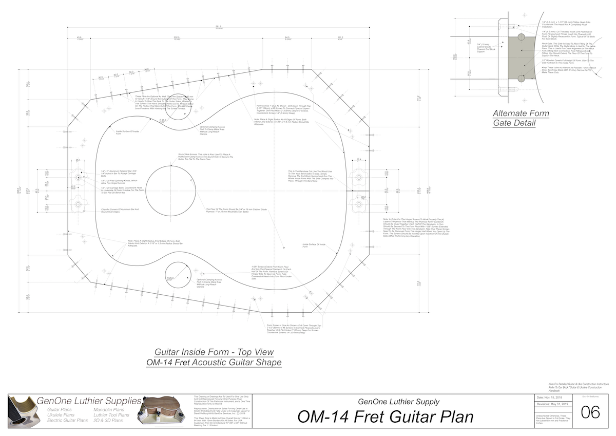 OM-14 Fret Guitar Form Package Top View