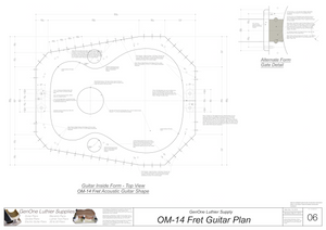 OM-14 Fret Guitar Plans Inside Form Top View, Alternate Gate Detail