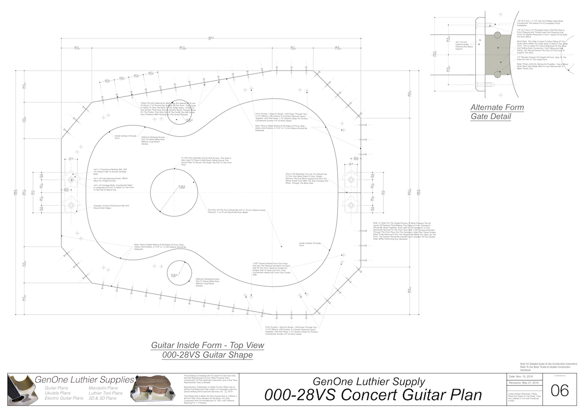 000-28vs Guitar Plans Inside Form Top View