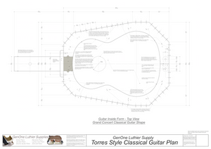 Classical Guitar Plans - Torres Bracing Inside Form Top View