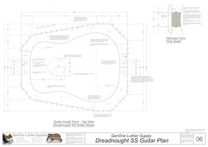 Dreadnought SS Guitar Plans Inside Form Top View, Optional Gate Detail