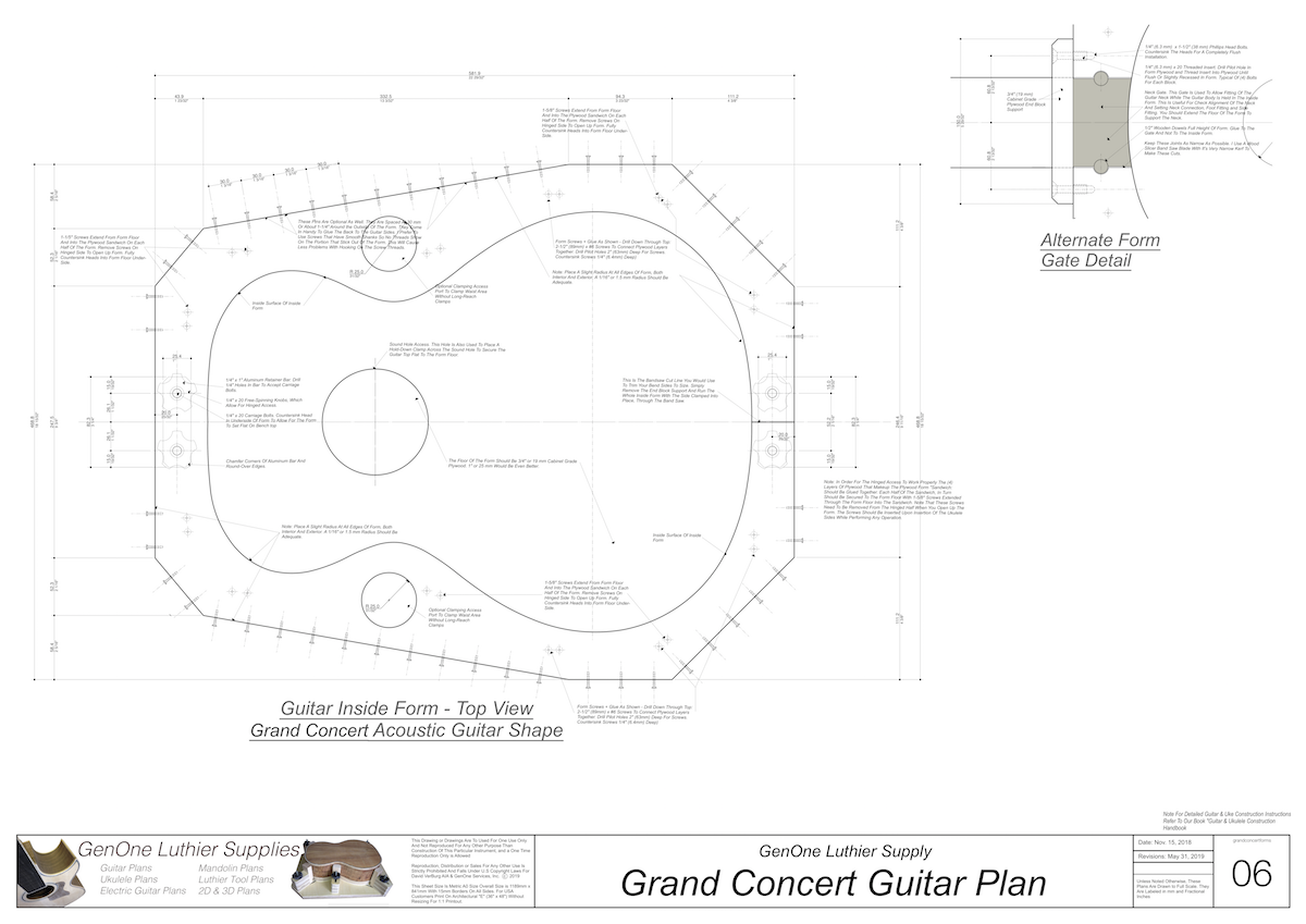 Grand Concert Guitar Plans Inside Form Top View