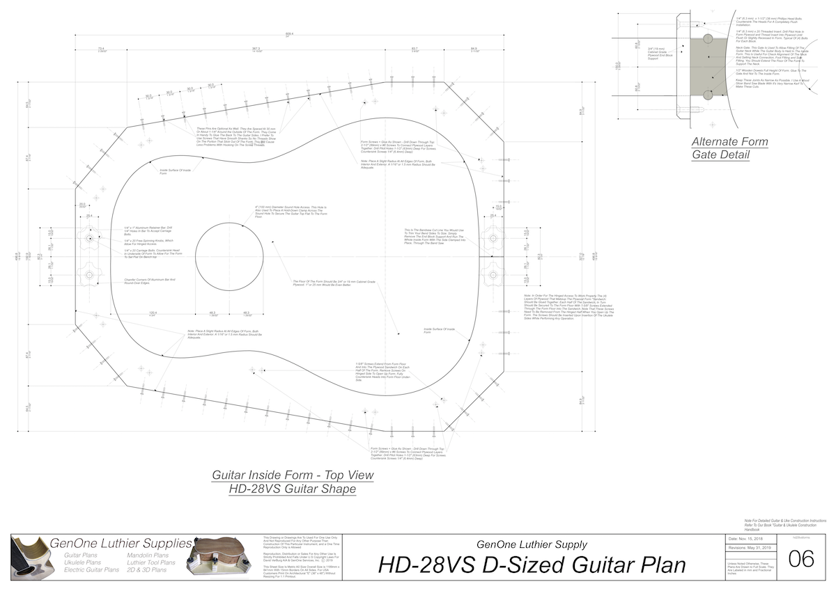 HD-28VS 12-Fret Guitar Plans Guitar Plans Inside Form Top View