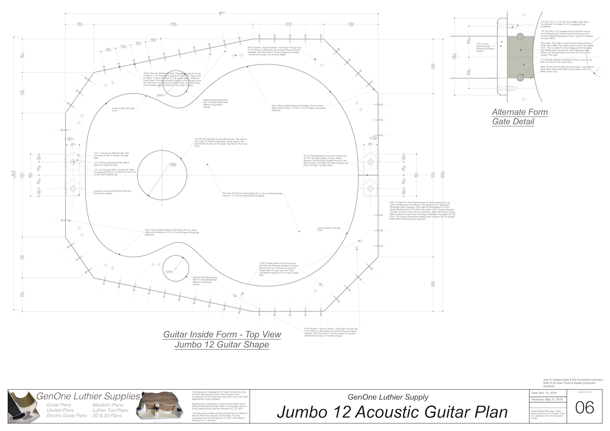 J-200 12-String Guitar Plans Guitar Plans Inside Form Top View