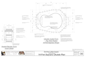 Soprano 14 Kasha Braced Ukulele Plans Inside Form Top View, Insert Detail