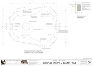 Collings DS2H V-Brace Guitar, Inside Form, Top View