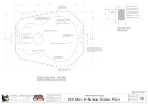 GS Mini V-Brace Guitar, Inside Form, Top View