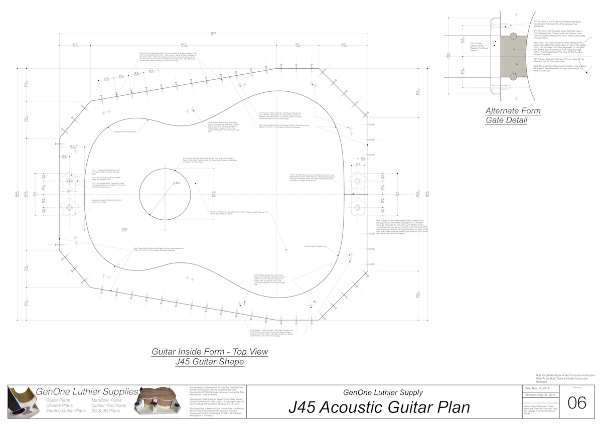 J45 Guitar Form Package Top View