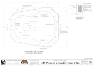 J45 V-Brace Guitar, Inside Form, Top View