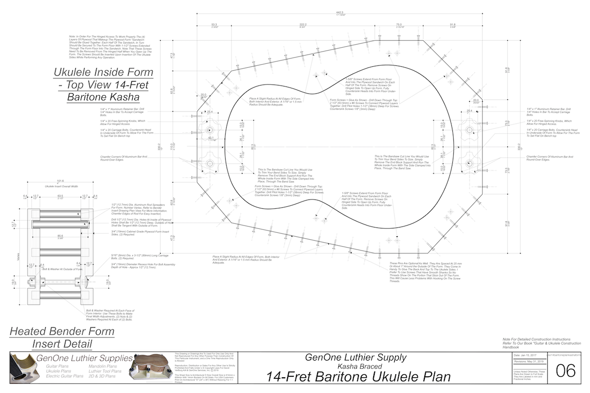 Baritone 14 Kasha Braced Ukulele Plans Form Package