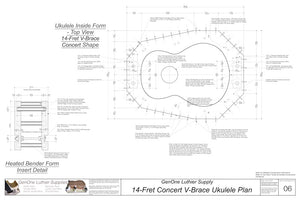 Concert 14 V-Brace Ukulele Plans Inside Form Top View
