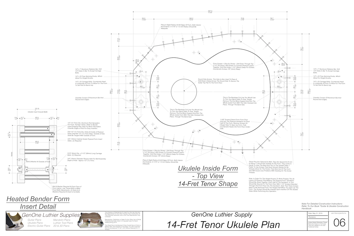 Tenor 14 Ukulele Form Package, Top View