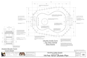 14-Fret Tenor Kasha Braced Ukulele Plans, Inside Form Top View