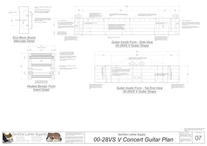 00-28vs V-Brace Guitar Plans, Inside Form, Front & Side Views