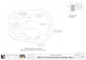OM 14-Fret Florentine Guitar Plans Inside Form Plan, Alternate Gate Detail