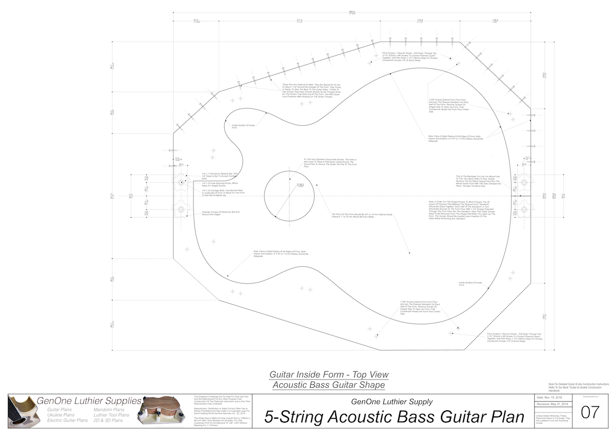 5-String Acoustic Bass Guitar Plans template sheet #2 construction photos