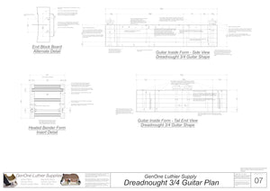 Dreadnought 3/4 Guitar Plans Inside Form Side Views