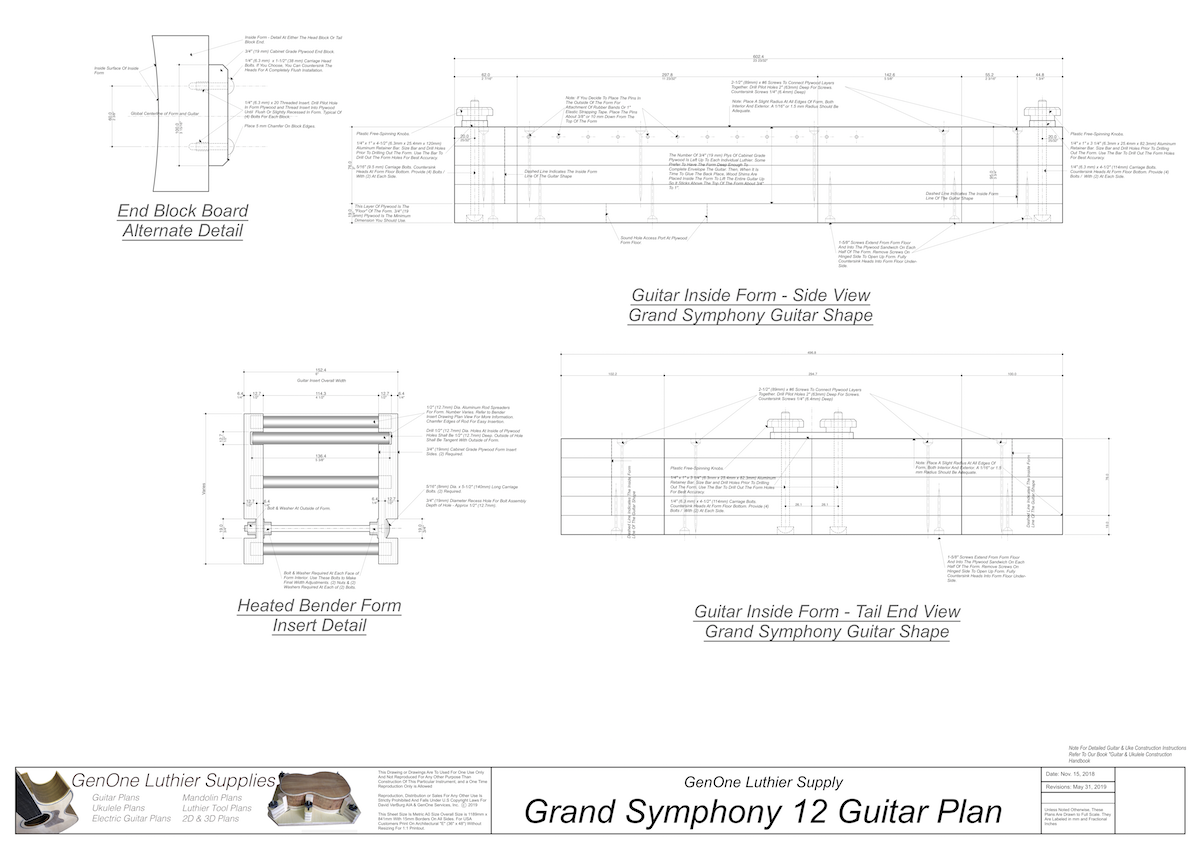 Grand Symphony 12-String Guitar Plan Inside Form Side Views