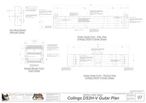 Collings DS2H V-Brace Guitar Plans Form Package Front and Side Views
