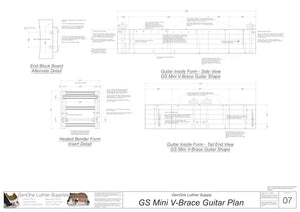 GS Mini V-Brace Guitar, Inside Form, Front & Side Views