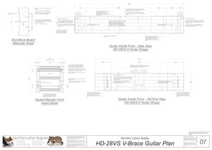 HD28vs 12-Fret V-Brace Guitar, Inside Form, Front & Side Views
